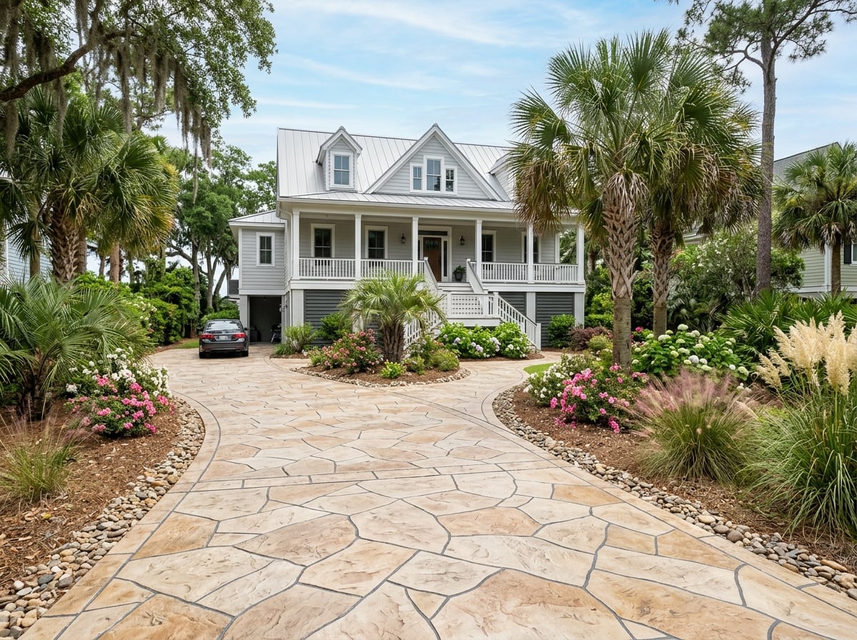 Concrete driveway installation Bluffton SC — residential new construction